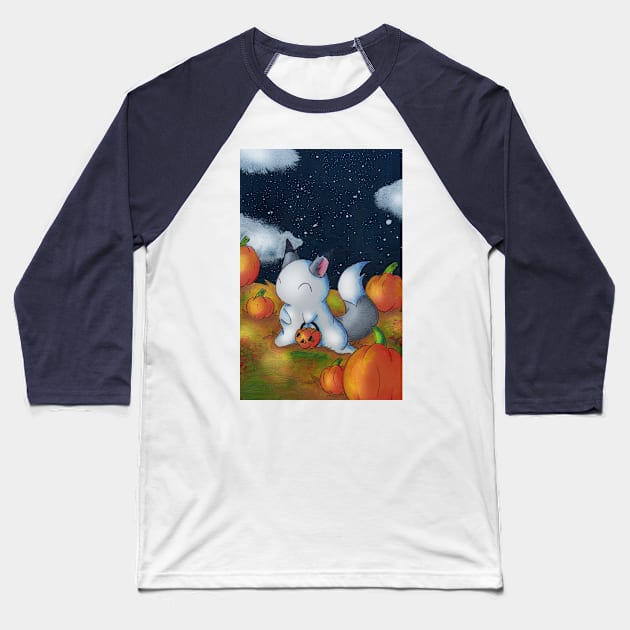 Ghost in the Pumpkins Baseball T-Shirt by KristenOKeefeArt